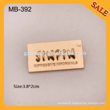 MB392 Manufactures custom embossed metal logo plate for handbags